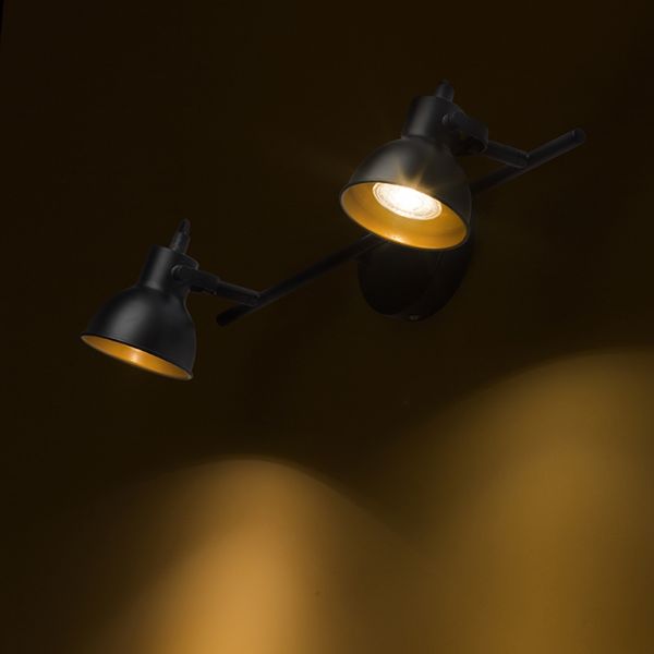 ROSITA II fali lámpa fekete/aranysárga 230V LED GU10 2x9W