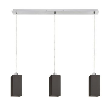 LIZ III 80 függő lámpa fekete üveg/króm 230V LED E27 3x15W