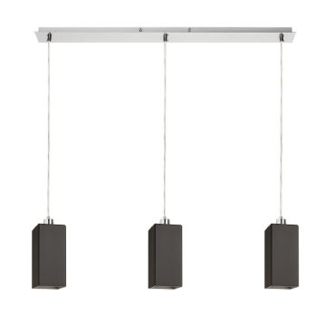 LIZ III 80 függő lámpa fekete üveg/matt nikkel 230V LED E27 3x15W