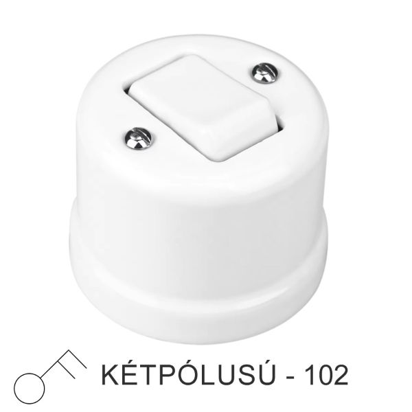 Fehér porcelán falon kívüli kétpólusú billenőkapcsoló