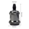 Fényes fekete króm Edison foglalat M10×1 menettel